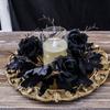 Halloween Candle Wreath Maple Leaf Rose Garland Decoration Home Desktop Festival Decoration Halloween Party Atmosphere Supplies