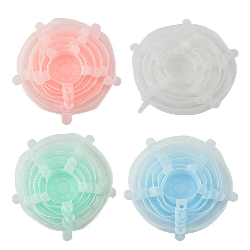 Silicone Stretchable Fresh-Keeping Lid Set (6-Piece) - Versatile Sealed Bowl Covers