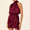 GMXIA Fashion Halter Satin Strap Slim-fit Socialite Dress Fashion Temperament Skirt