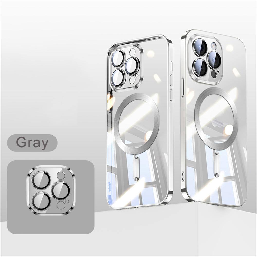 Soft Plating Wireless Charge For Magsafe Phone Case For iPhone 17 15 14 13 12 11 16 Pro Max Magnetic Clear Back Covers
