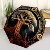 Tree of Life Circular Wall Art DecorUmbrella, Portable 3-Fold Compact Umbrella for Men & Women Gift