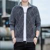 Men's Casual High Collar Long Sleeve Knitted Top with Velvet Warmth for Autumn and Winter Fashion Multi Functional Jacket
