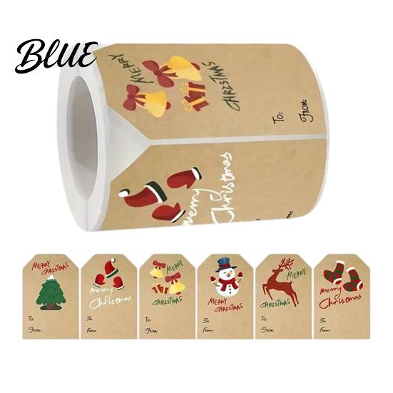 Decorative Tags for Gifts 250PCS/Roll Christmas Tags, Self Adhesive Labels with Writing Surface, Gift Seasonal Packaging Stickers Envelopes And Boxes