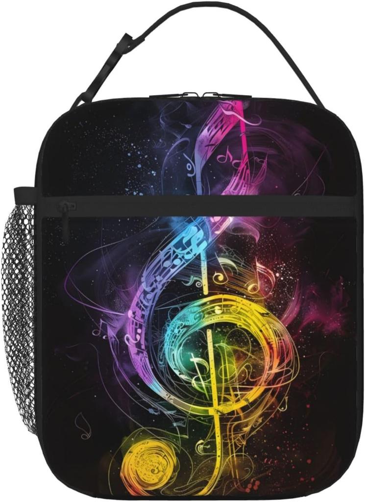 Music Insulated Lunch Box for Women Men Music Lunch Bag for Work,Picnic,Travel,Hiking,Beach or Fishing Polyester Music Lunch Box