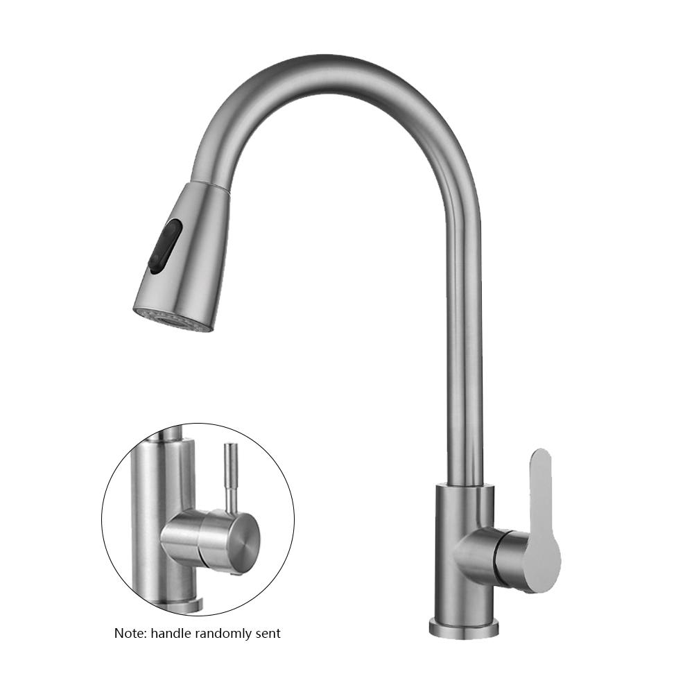 

Kitchen Faucets Stainless Steel Rotary Pull Faucet 360 Swivel Washbasin Tap Single Handle Double Outlet Method Kitchen Accessory