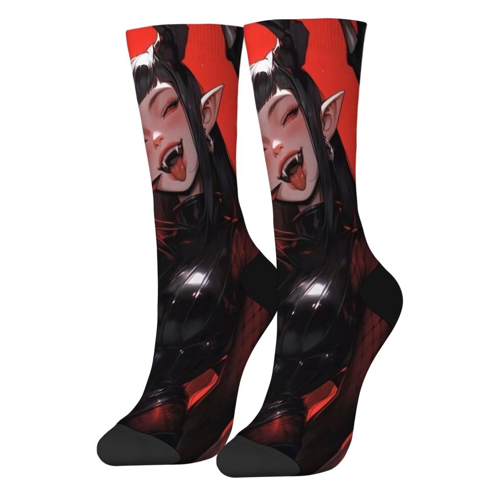 Novelty Happy Socks Crazy Devil Anime Girl Harajuku Retro Crew Socks Stretch Comfort Socks Unisex Street Hip Hop Party Fun Gift