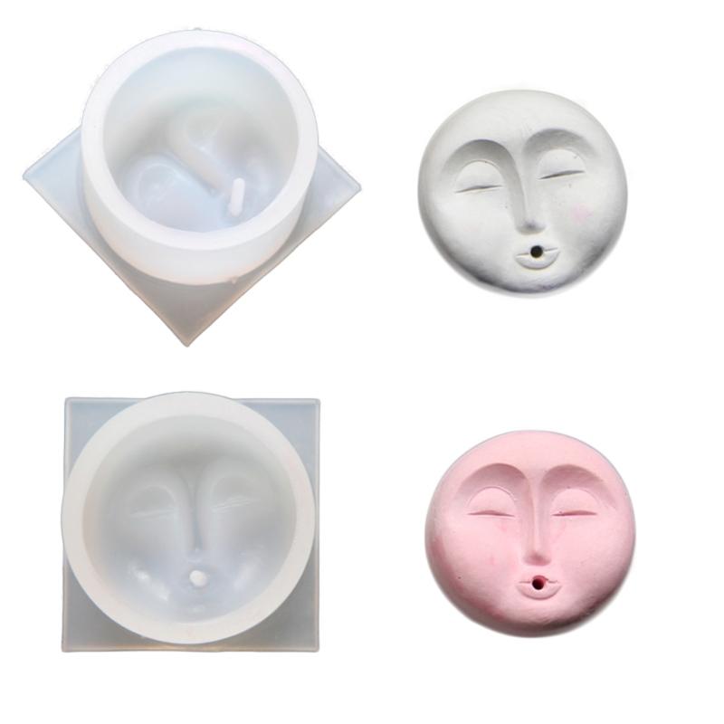 Incenses Tray Silicone Molds Handmade Human Face Pattern Incenses Insert Stick Holder Cements Plasters Mould Crafts Decors