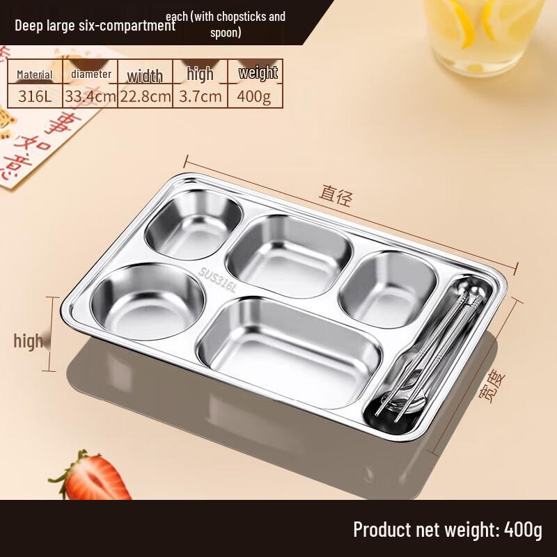 Fenfei 316 Stainless Steel Divided Lunch Plate Set