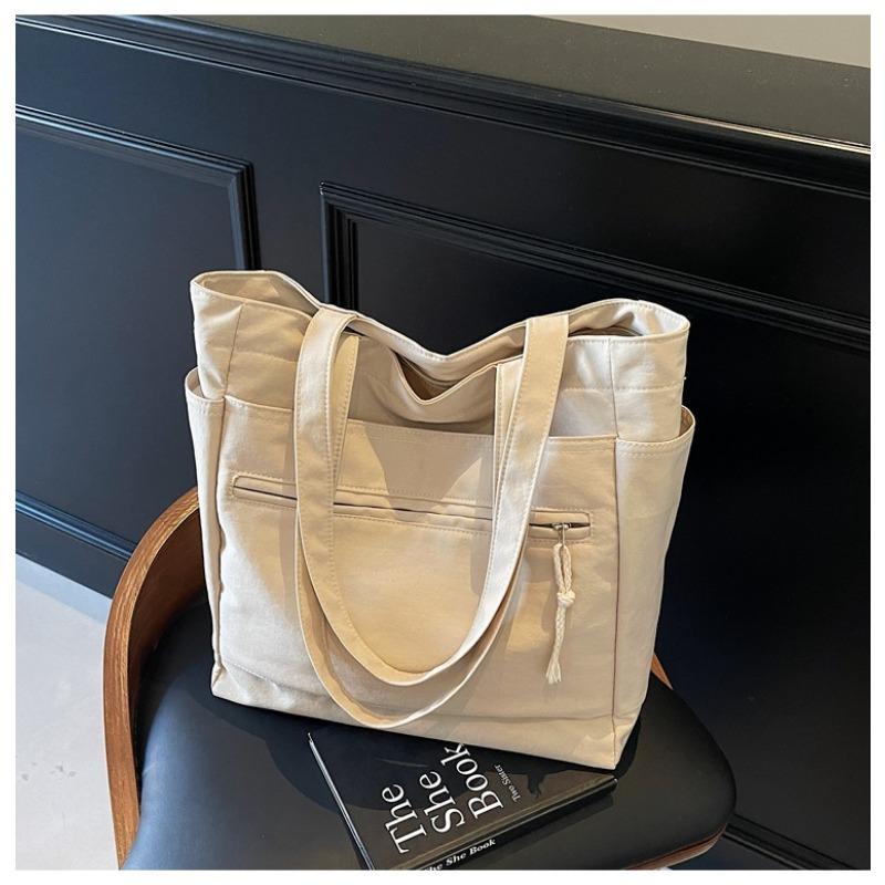 New Canvas Bag Women's Large-capacity Casual Versatile Simple Shoulder Bag Spring and Summer College Student Tote Bag