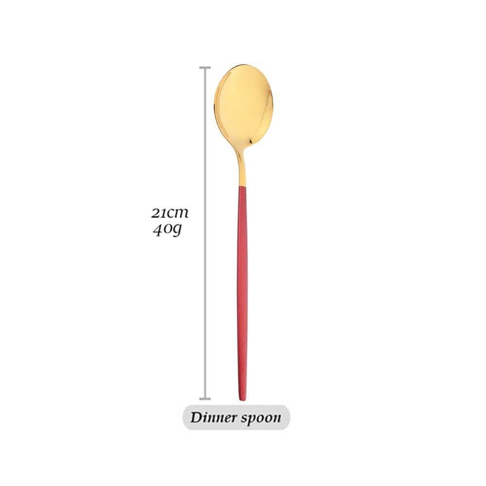 1pcs Dinnerware Mirror Stainless Steel Cutlery Set Red Gold Flatware Set Dessert Knife Spoons Forks Silverware Kitchen Tableware Set