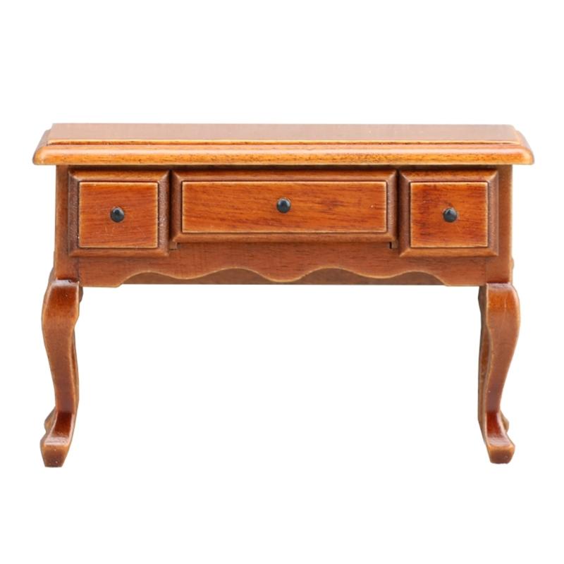 

Dollhouses Miniature Table 1/12 Scale With Three Functional Drawers For Realistic Room Scene Display Decoration Setting 1