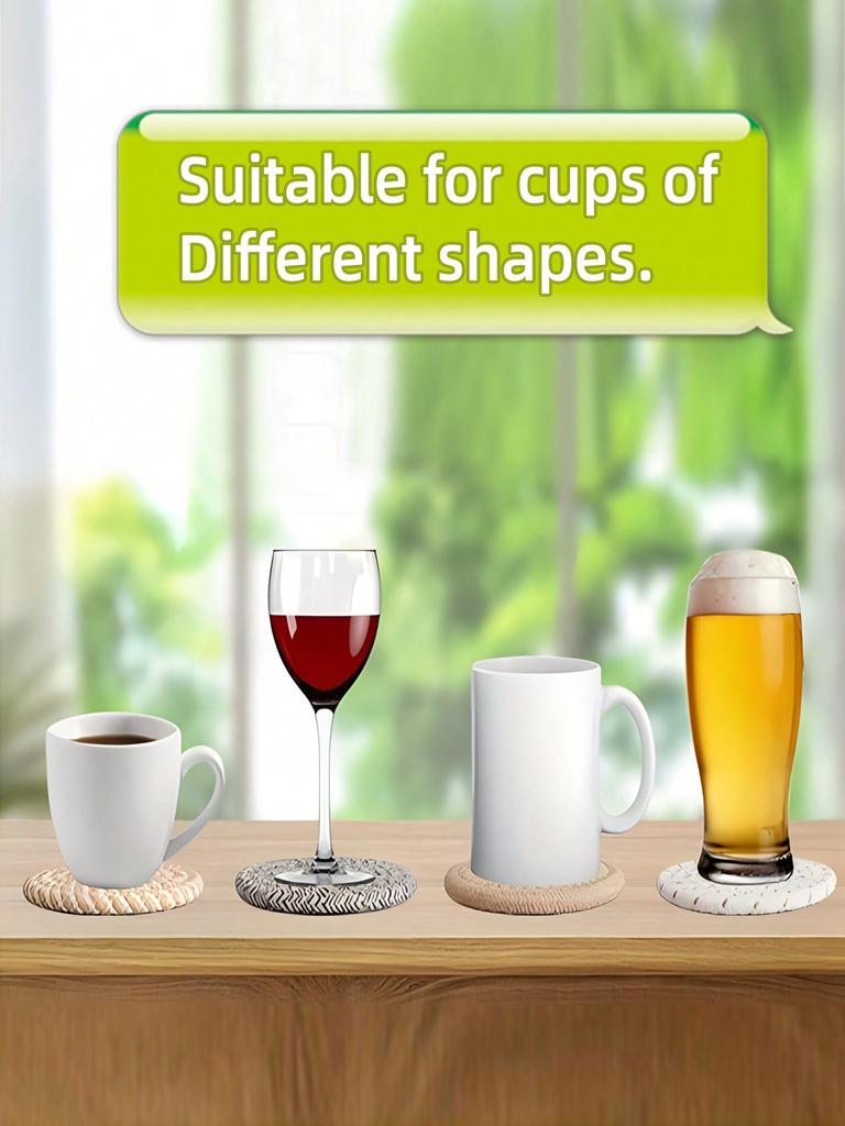 8pcs Pack Coasters With Holder, Minimalist Table Woven Coasters, Kitchen Table Heat-Resistant Coasters And Thick Insulation Pads For Kitchen.