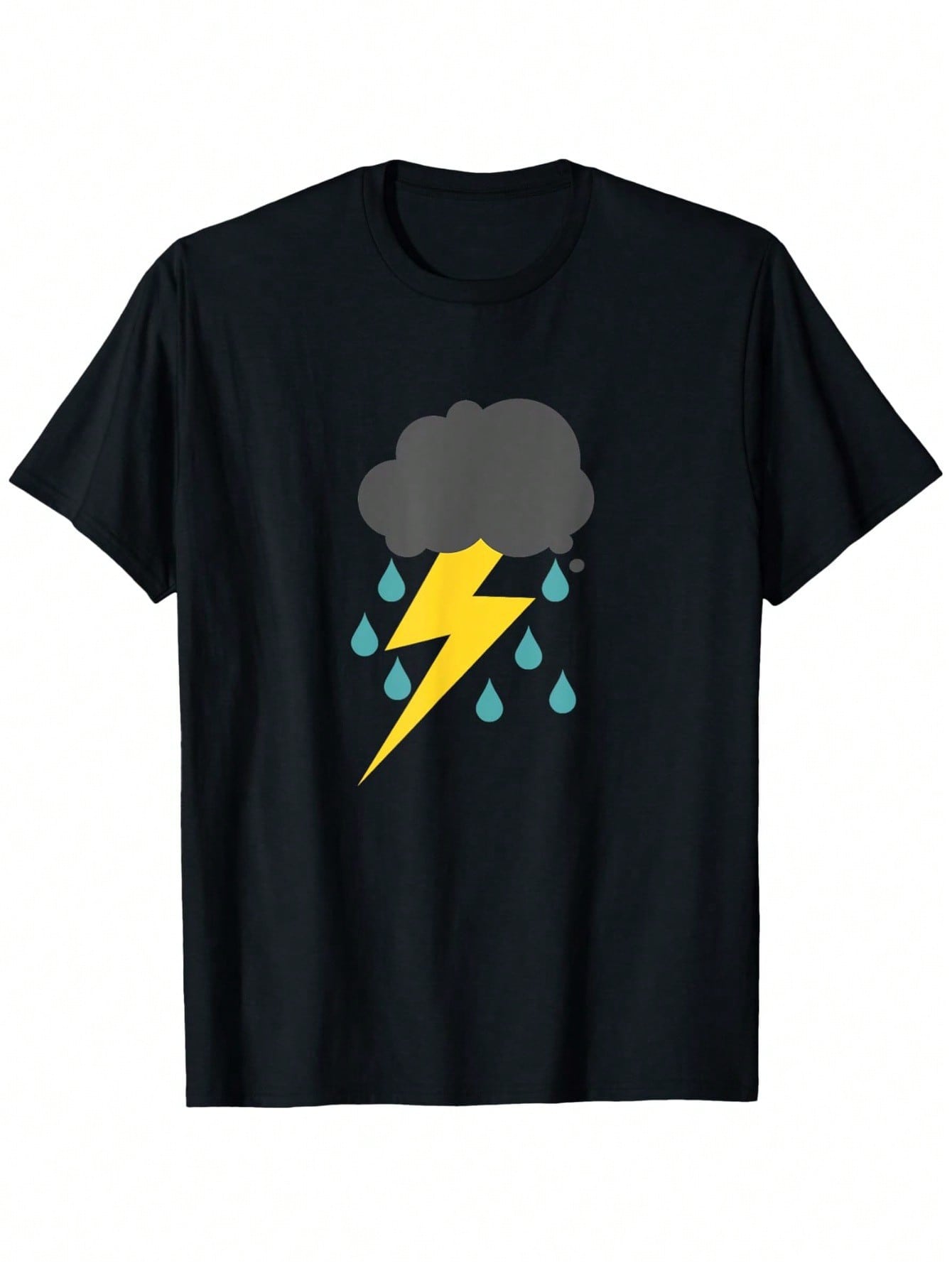 unisex s & Wounisex s Lightning Bolt & Rain Cloud T-Shirt - 100% Cotton Casual Short Sleeve Tee With Thunderstorm Print, S-XXXL Sizes, Unisex For All- S разноцветный