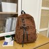 Schoolbag plaid schoolbag junior high school girl college student high school student cute bow ribbon velvet backpack computer backpack