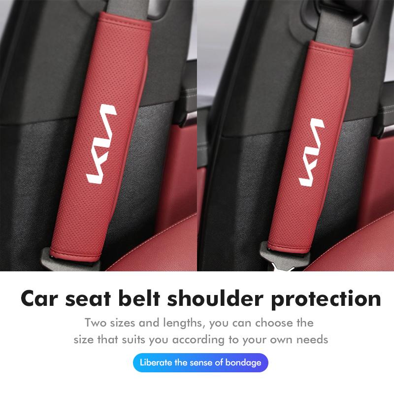 ABF3 Leather Car Seat Safety Belt Soft Protector Shoulder Strap Pad For KIA Sorento Stinger Soul Spectra Niro Cadenza Sephia