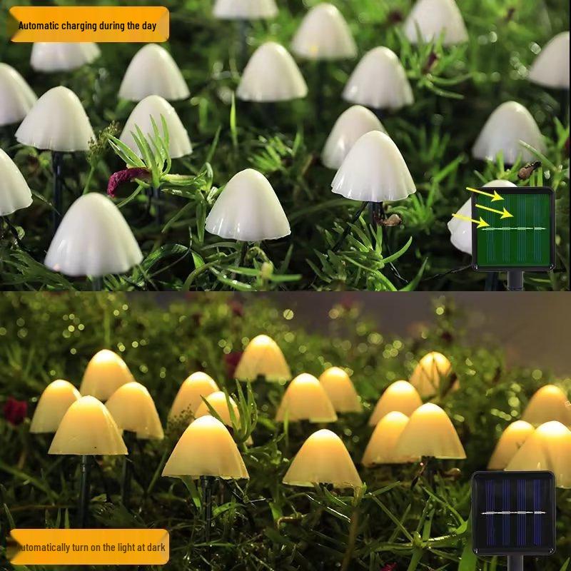 Wodoodporne Zewnętrzne LEDowe Solarnie Grzybowe Lampki Wbijane do Trawnika, Ogrodu, Dekoracji Świątecznej