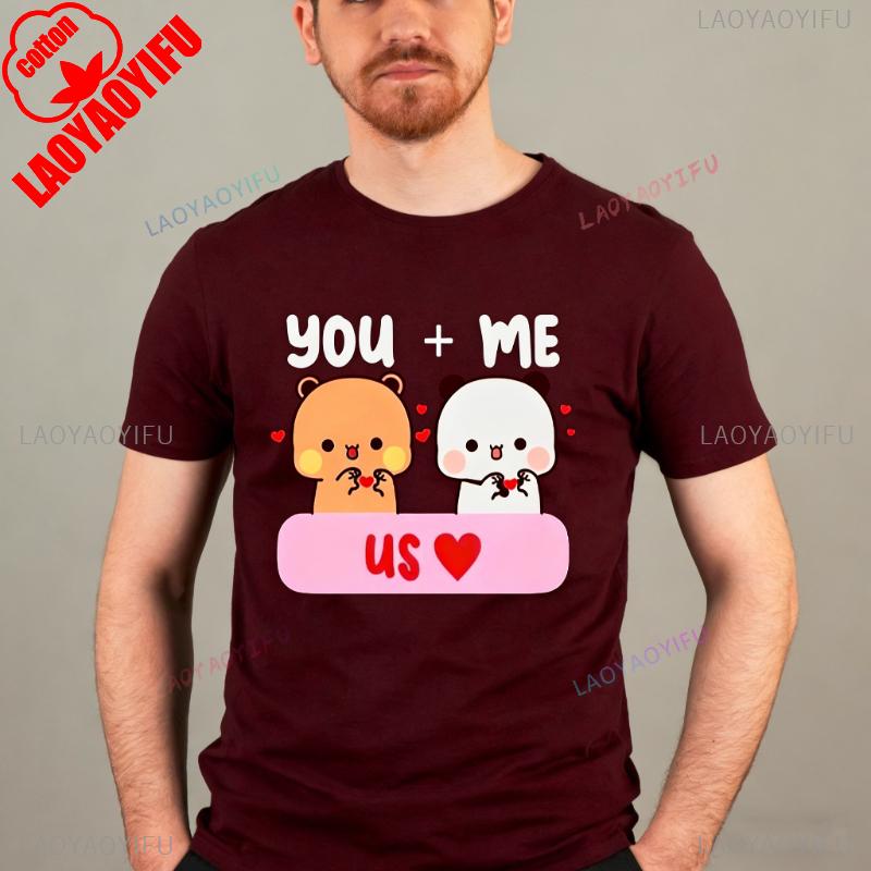 Kawaii DUDU BUBU Amoureux Couples Toi et Moi Pour Toujours Mignons Oursons de Dessin Animé Couple T-shirt Assorti Mode Décontracté T-shirt Imprimé Hauts
