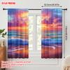 2pcs  2D plane printing Curtain Popular Beach Sunset Sea Polyester Fabric (without rod) Outdoor Decorations Ldeal for Bedroom