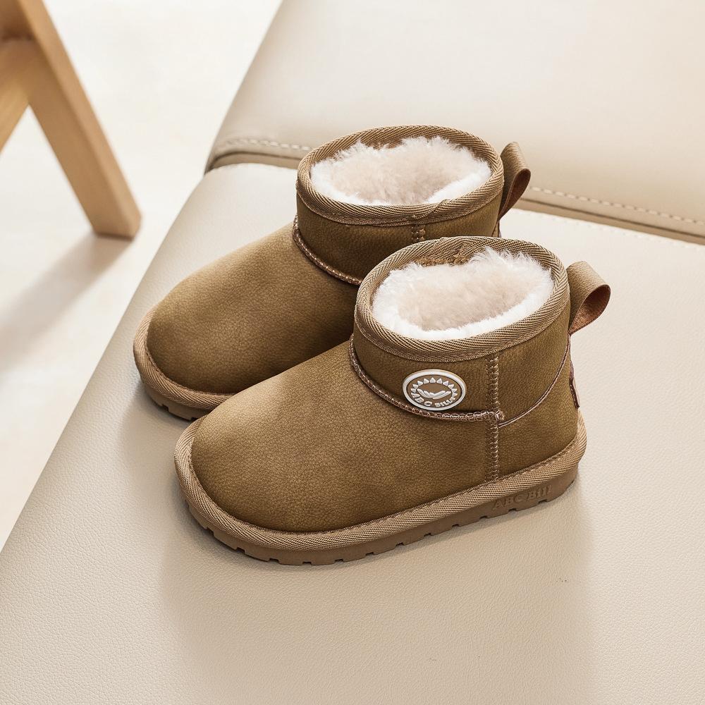 

Дитячі модні снігові чоботи для хлопчиків і дівчаток, теплі зимові чоботи, товсті бавовняні чоботи на плюшевій підкладці 30 темно-коричневого кольору