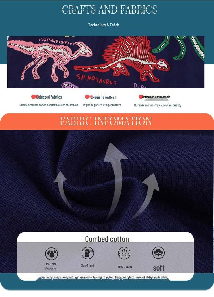 2026 Summer Kids' Luminous Dinosaur T-shirt Short-Sleeve Boys' Top