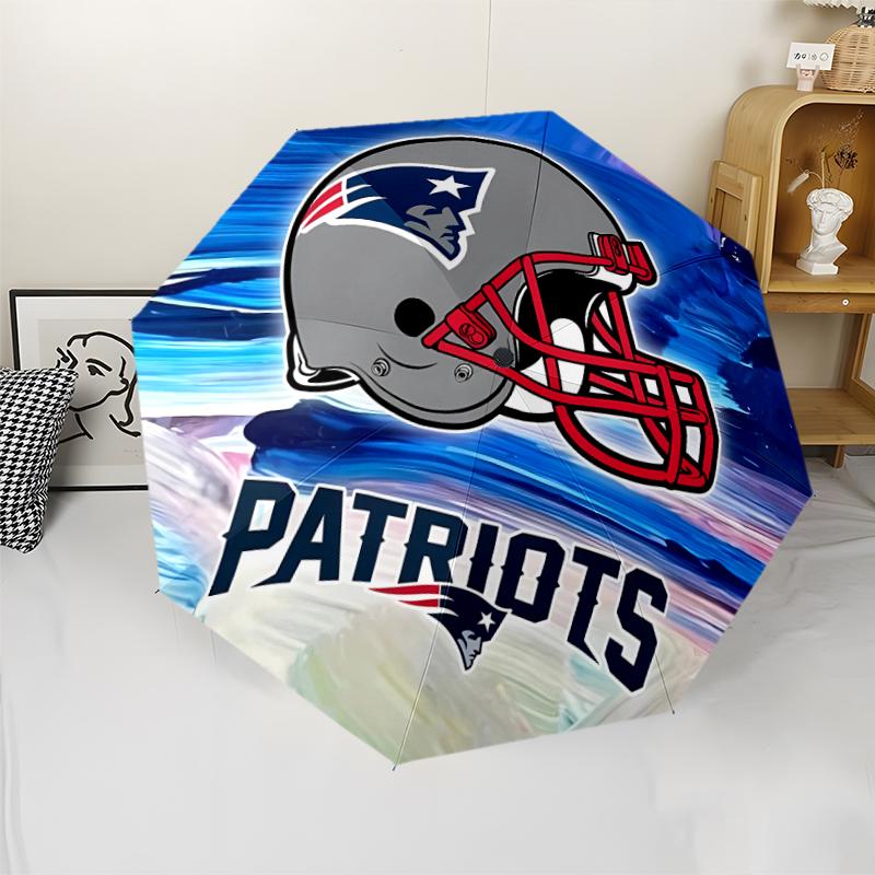 Patriot Logo Print Automatic Umbrella, 8 Rib Iron Frame, Plastic Handle, Suitable for Outdoor Travel &Daily , Ideal Gift