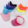 New Summer Empty Top Visor Cap for Women Rhinestone Belt UV Protection Running Sports Sun Visor Hat