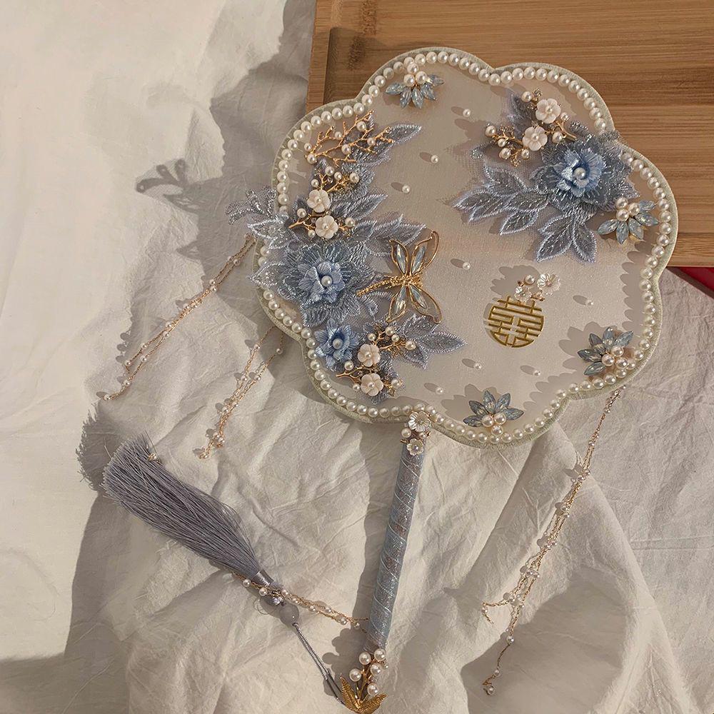 DIY Wedding Bride Round Fan Kit: Handmade Double-sided Chinese Xiuhe Fan for Sisters