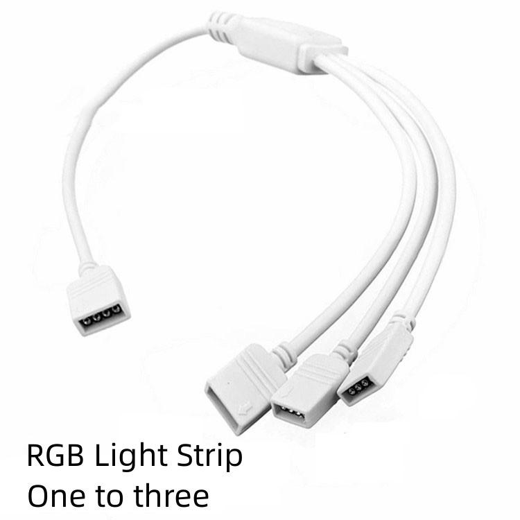 RGB LED Strip Light Link lines Solder-Free Connecting Cable 4pin One Drag Multi-Head Tap Wire Split Two/Three/Four White Cable