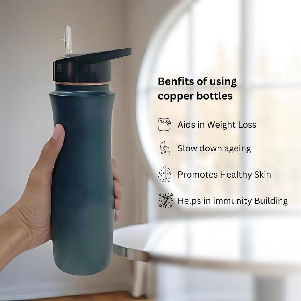 Wasserflasche aus reinem Kupfer (1 Liter) Auslaufsichere Tamba-Flaschen Authentisch Langlebig Sportlich Grün