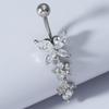 Elegant Body Piercing Jewelry Unique Dangle Belly Ring Zircon Butterfly Belly Button Ring  Seaside