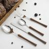 304 knife and fork spoon ins wind wooden handle small waist chicken wing wood retro western tableware ice cream dessert spoon fruit fork