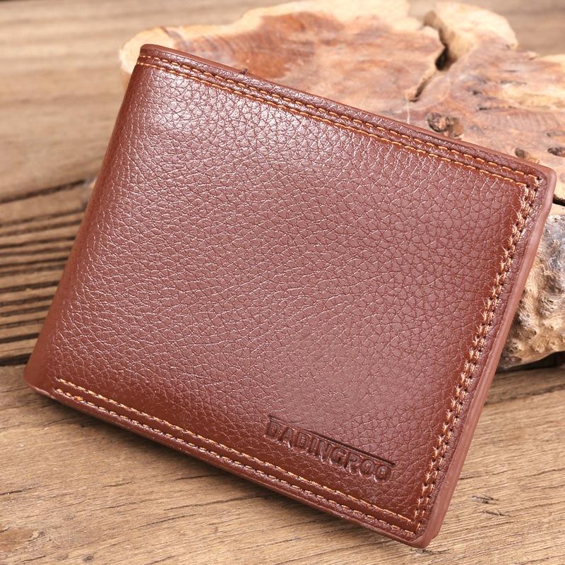 Men’s Four Fold Wallet PU Leather Short Wallet Multi Card Holder with Photo ID Window Driver License Pocket Business Bifold Purse