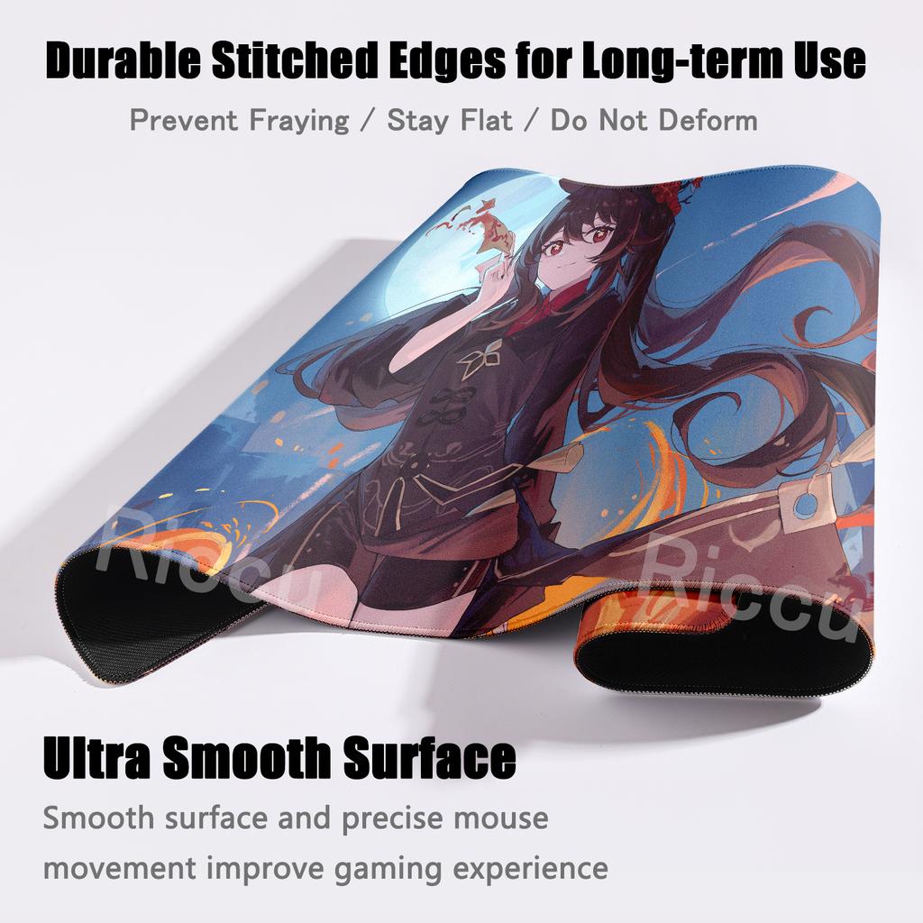 Extended Anime Kawaii Hu Tao Mousepad Non-slip Rubber Gaming Genshin Impact Mouse Pad Keyboard Professional Rugs Computer Carpet