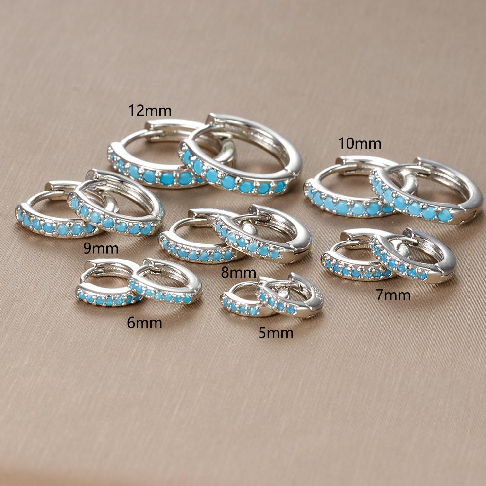 2PCS Minimal Crystal Zirconia Stainless Steel Hoop Earrings Small Huggie Thin Cartilage Earring Helix Tragus Piercing Jewelry