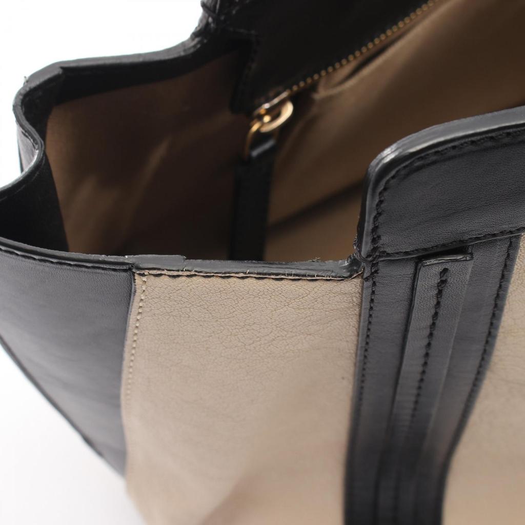 Used Chloe Alison Tote Bag Leather Beige Black Used Women