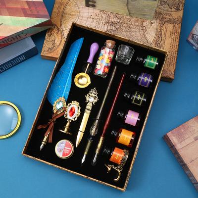 Retro Feather Pen Dip Pen Gift Box Set Teachers' Day Student Graduation Gift Feather Pen Practice Character
