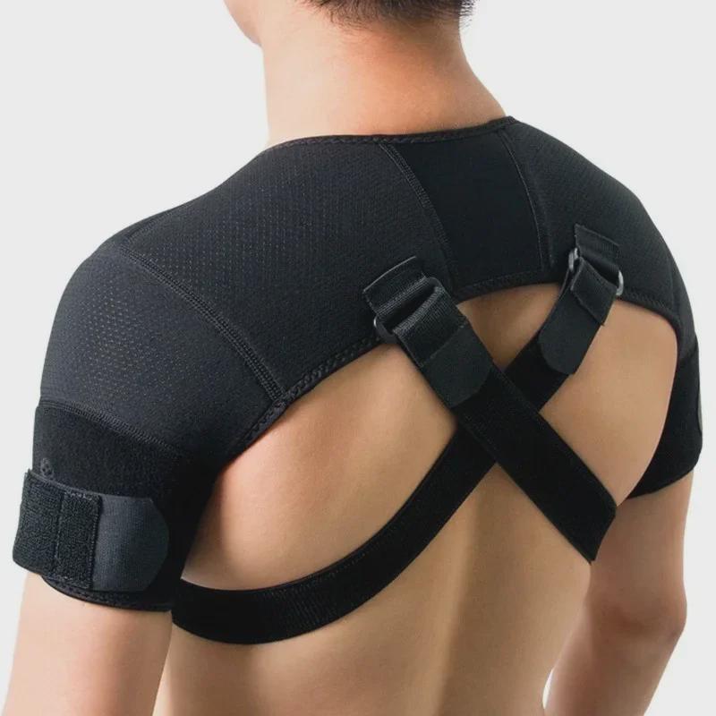 Adjustable Double Shoulder Brace for Back Pain Relief with Cross Straps