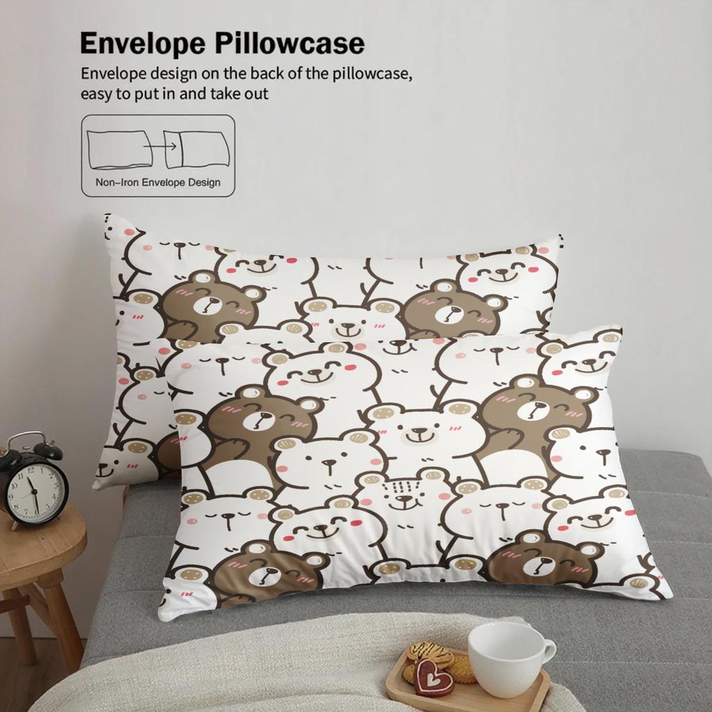 3pcs 100% Polyester Cute Bear Bedding Sets 3D Printed Cartton Animal Pattern Single Twin Queen King Size Duvet Cover Sets