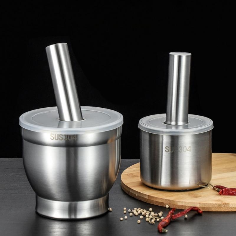 Effektiv mortel och stöt set Matkvarn Pillerkross Kryddkvarn 304 Rostfritt stålmaterial för kök