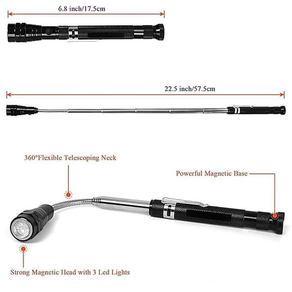 

Magnetic Pickup Tool Telescopic Gadget With LED Flashlight 22.6 Inch Pick Up Tool For Men Dad Car Work Home Maintenance Camping чёрный