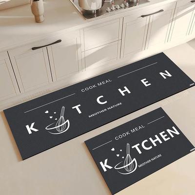 Kitchen Non-Slip Decorative Carpet, Entrance Door Floor Mat, Bathroom Laundry Room, Corridor, Bedroom, Home Large Absorbent Rugs