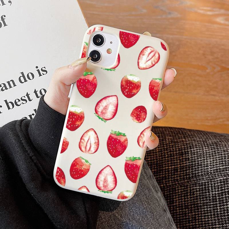 Peach strawberry Phone Case Soft Solid Color for iPhone 11 12 13 mini pro XS MAX 8 7 6 6S Plus X XR