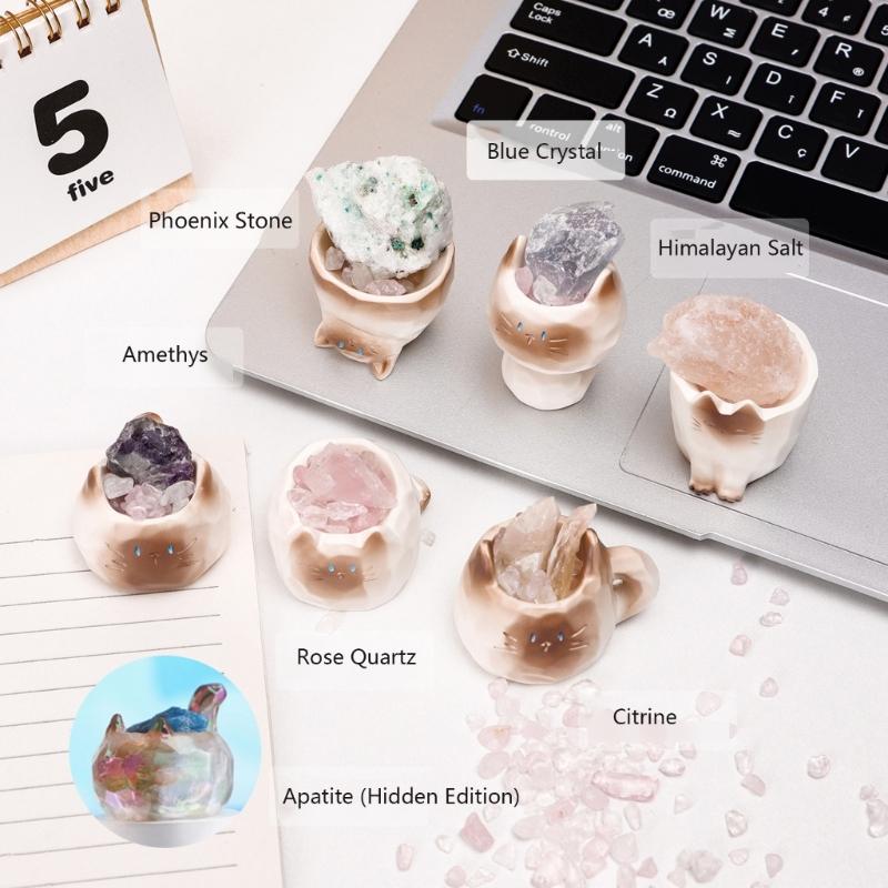 Cartoon Mystery Katzen Kristallstatue Miniatur Harz Ornament Überraschungssammlung Desktop Dekoration Zubehör Geschenk