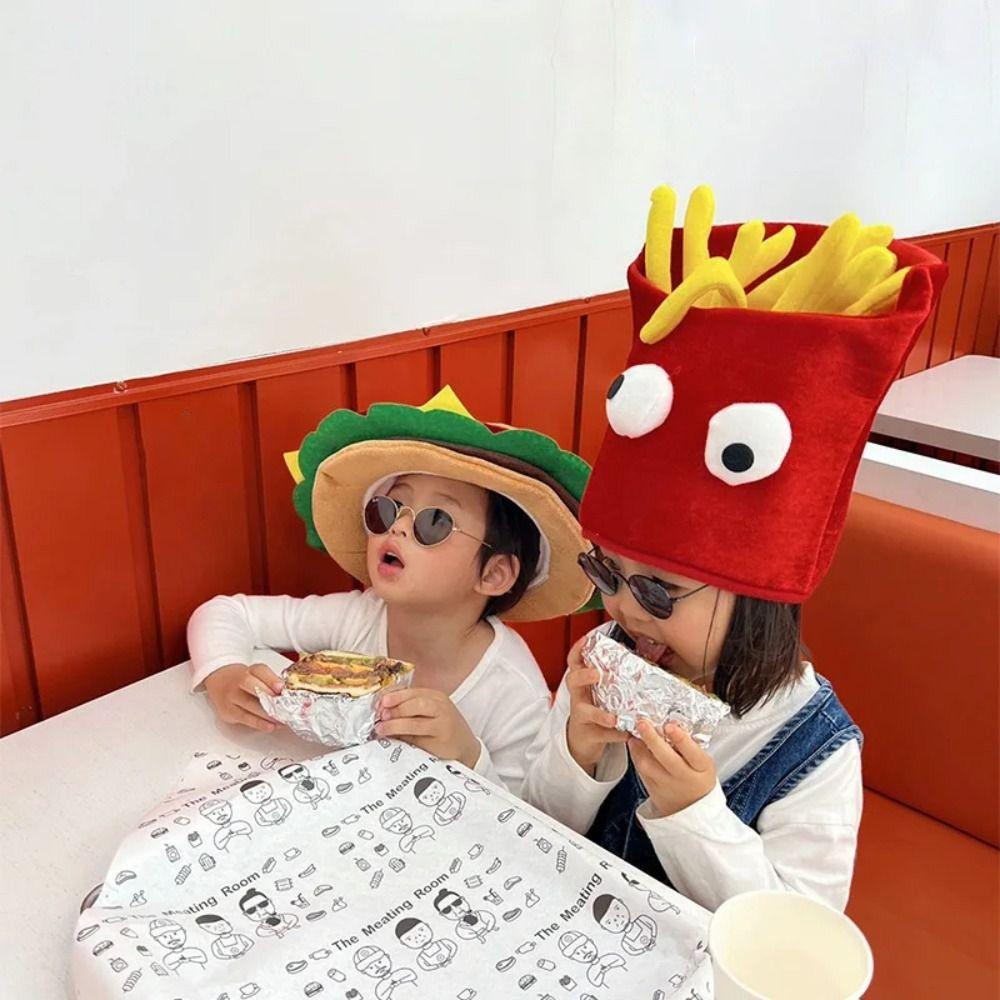 Creativity Party Hamburger Hat Cartoon Halloween Cap Decorative Fries Hat  Halloween Party