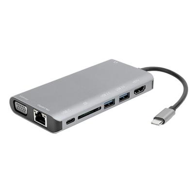 Dokovací stanice TypeC Příslušenství k notebooku 8v1 4K USB3.0 Hub HDMI VGA o Port Šedá