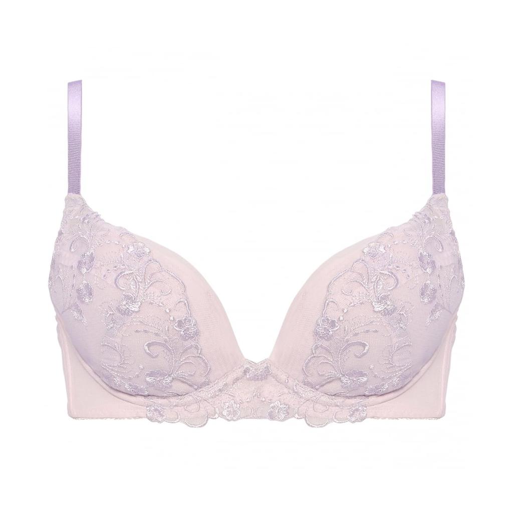 AMOSTYLE Daily Bra Panty Classic M021 Size D70M Push-Up & Set, Flower, (Purple),