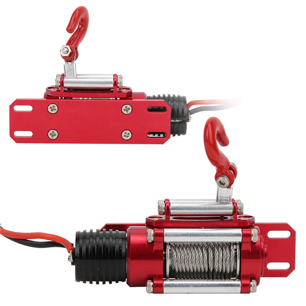 Metal Electric Winch Parts Accessory with Switch Remote Control Panel for 1 10 RC Crawler Climbing CarRed