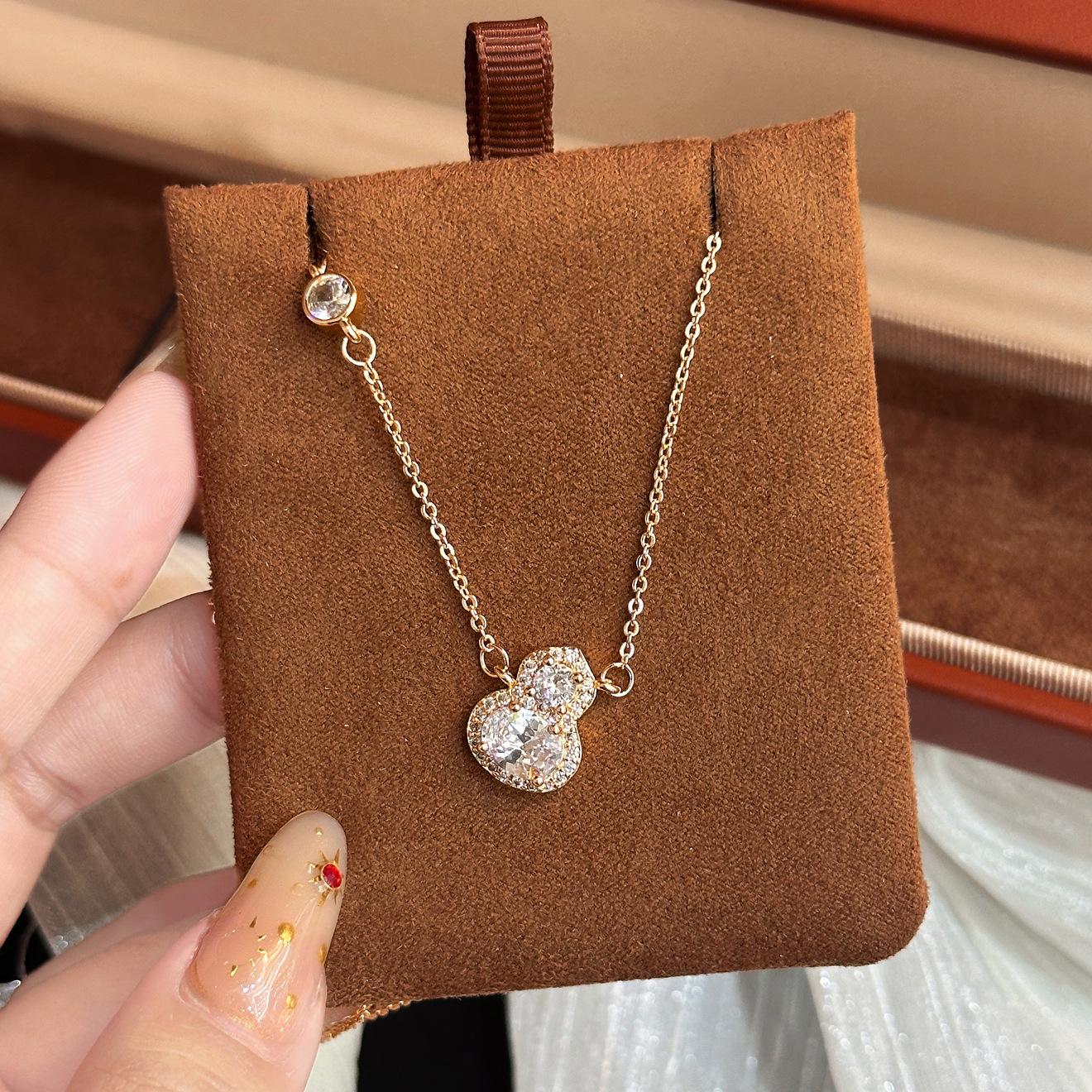 Full Diamond Gourd Necklace Delicate ins Pendant Collarbone Chain