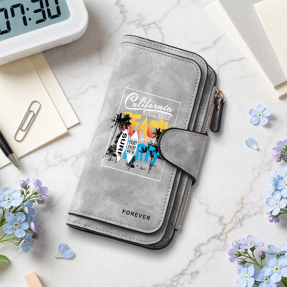 California Beach Style Long Wallet Card Holder Fashion Purse for Daily Use