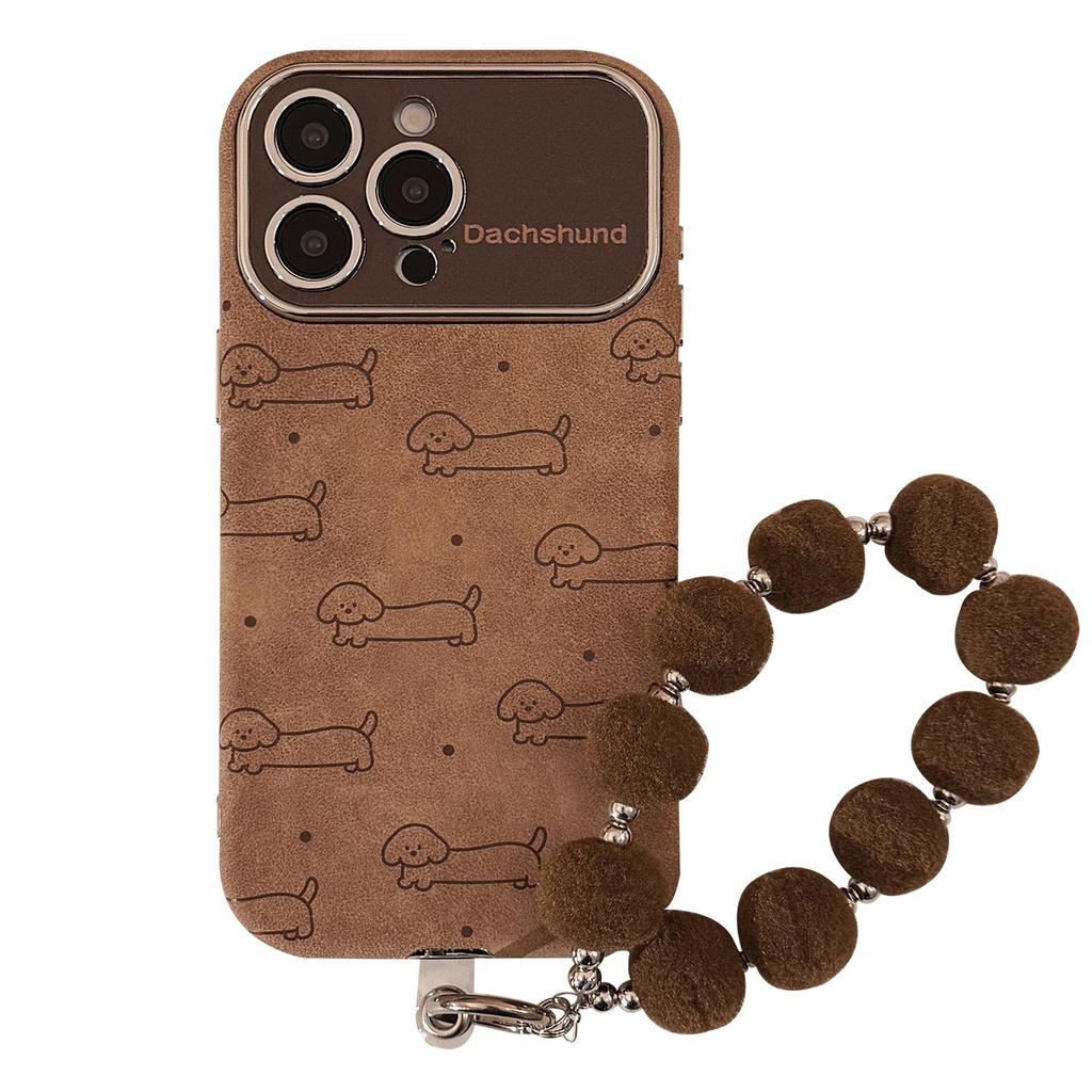 Funny Lines Puppy Velvet Cloth Suitable for Apple 15 Mobile Phone Case Iphone16promax Lanyard Full Cover Soft